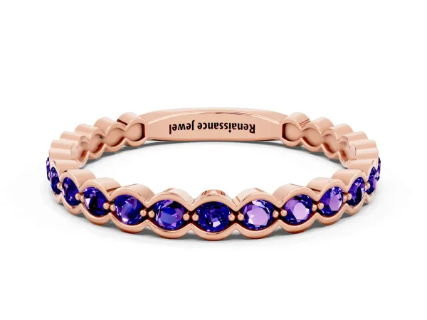 Round Tanzanite Bezel Set Eternity Band Rose gold