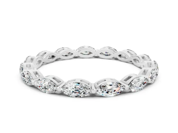 Marquise Moissanite Eternity Band with U-Prong Setting White gold