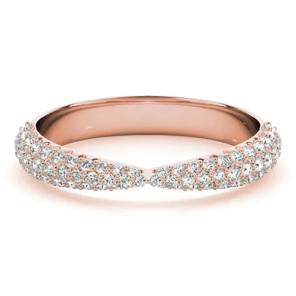 Pavé Round Diamond Twist Band with Micro Prong Setting Rose gold