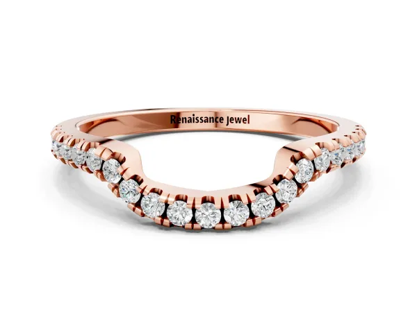 Round Diamond Pavé-Set Contoured Wedding Band Rose gold