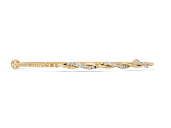 Twisted Diamond Round-Cut Cable Chain Bracelet with Bezel Setting Yellow gold