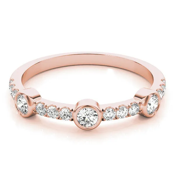 Bezel Set Round Diamond Pavé Band Rose gold
