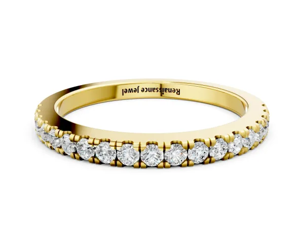 Round Diamond Pavé Eternity Band with U-Prong Setting Yellow gold