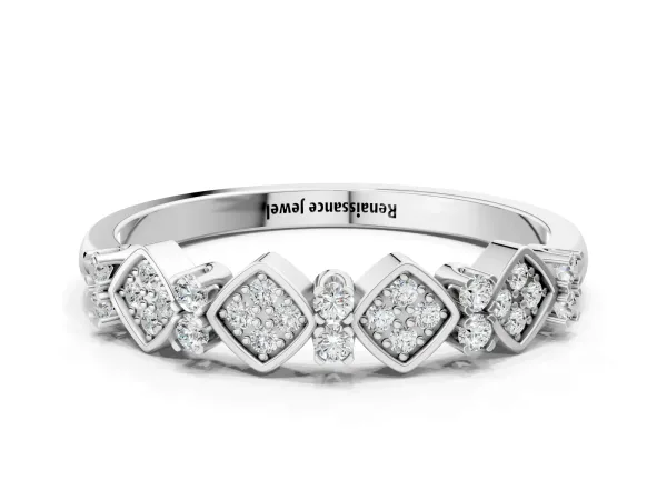 Pavé Cushion Diamond Cluster Eternity Band with Prong Setting Platinum