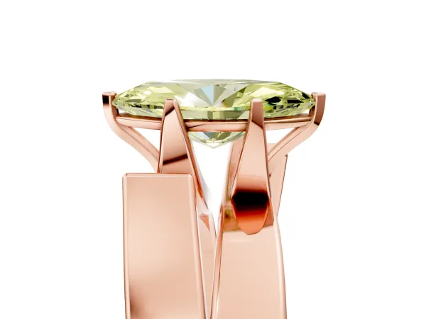 Fancy Yellow Modern Tension Set Marquise Cut Diamond Solitaire Wide Band Ring Rose gold