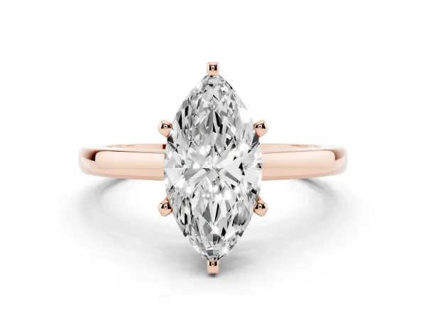 Marquise Cut Solitaire Diamond Engagement Ring with Four-Prong Setting on a Classic Band Rose gold