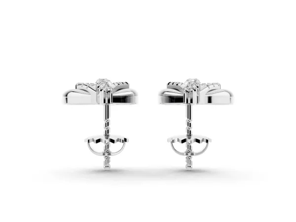 Round Diamond Olive Branch Stud Earrings Platinum