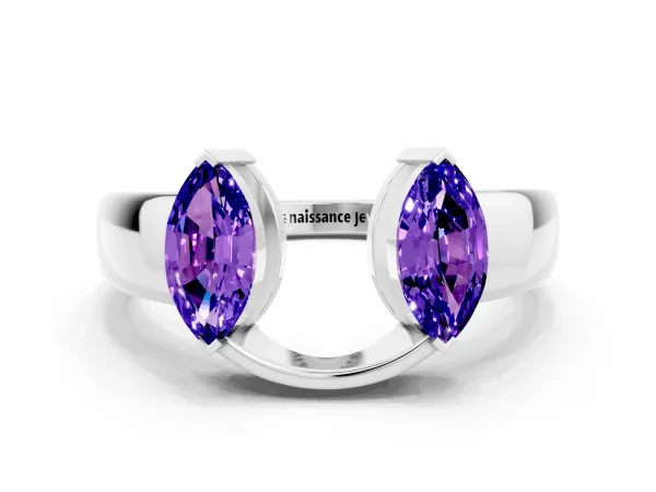 Marquise Tanzanite Open Band Ring with Tension Setting Platinum