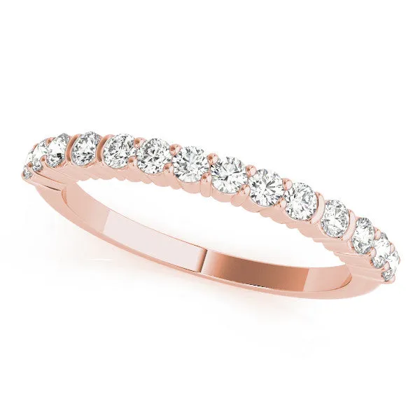 Round Diamond Half Eternity Band with Shared Prong Setting Rose gold