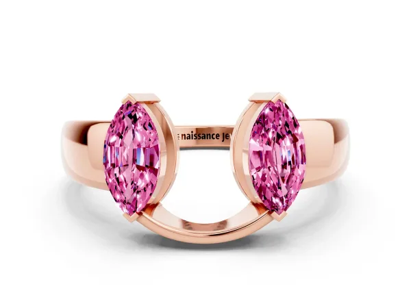 Marquise Pink Sapphire Open Band Ring with Tension Setting Rose gold