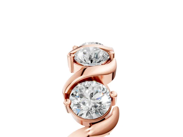 Round Diamond Half Eternity Band with Wave Prong Setting Rose gold