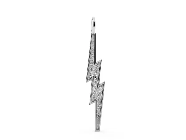 Pavé Set Lightning Bolt Pendant with Round Cut Stones Silver