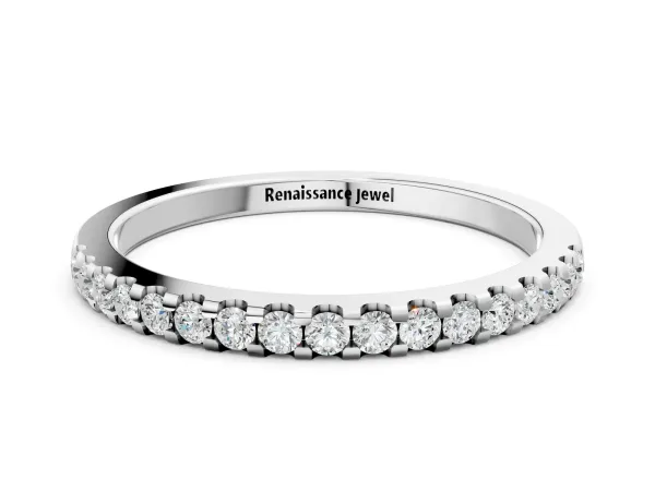 Round Diamond Half Eternity Prong Set Band White gold