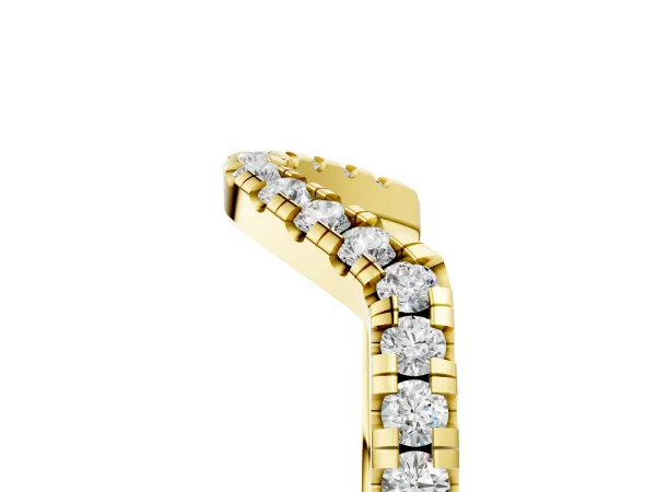 Diamond Curved Pavé Round Stone Contour Band Yellow gold