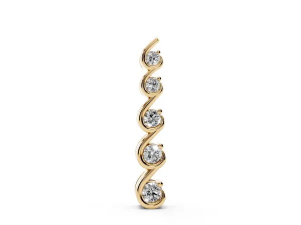 Round Diamond S-Curve Prong Pendant Yellow gold
