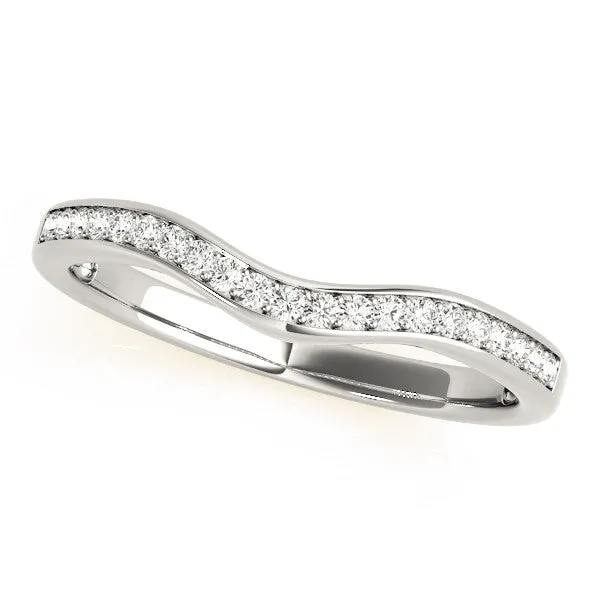 Diamond Pavé Round Stone Contour Band Yellow gold
