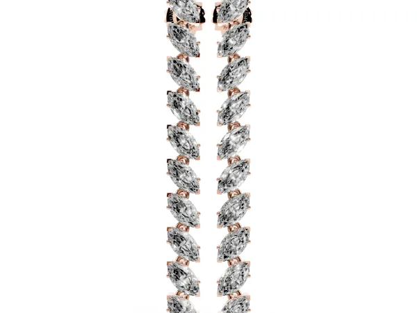 Marquise Diamond Linear Dangle Earrings Rose gold