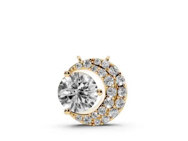 Round Prong-Set Diamond Pavé Pendant Yellow gold
