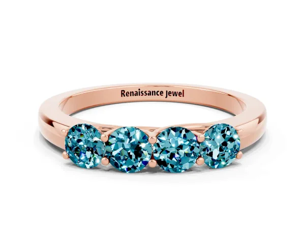 Four-Stone Round Blue Topaz Prong-Set Band Rose gold