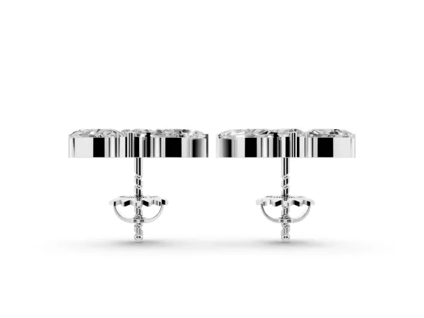 Marquise Cluster Stud Earrings with Round Prong Setting Silver