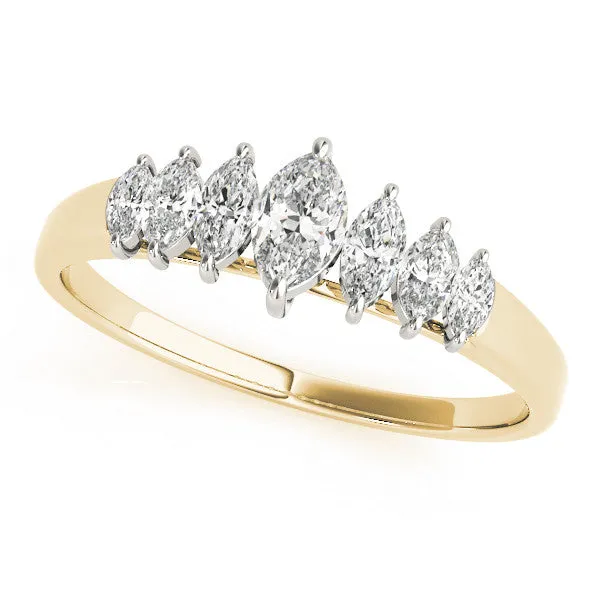 Marquise Diamond Prong Set White Gold Band Yellow gold