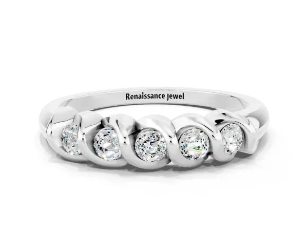 Round Moissanite Eternity Band with Twist Prong Setting Platinum