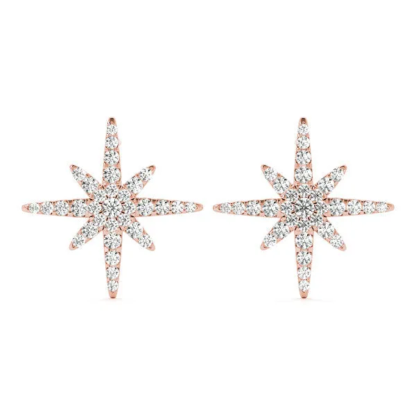 Pavé Diamond Starburst Stud Earrings Rose gold