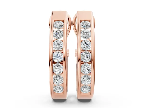 Channel-Set Round Diamond Hoop Earrings in White Gold Rose gold