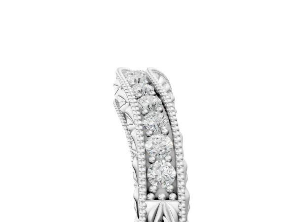 Milgrain Round Diamond Curved Eternity Band with Pavé Setting Platinum