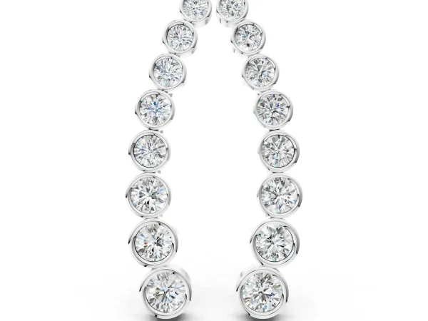 Bezel-Set Round Diamond Climber Earrings Silver