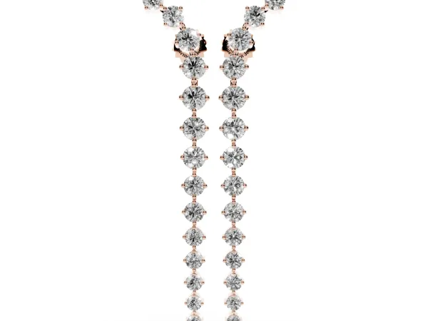 Round Diamond Curved Drop Earrings Rose gold