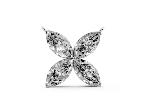 Four-Prong Marquise Diamond Flower Pendant White gold