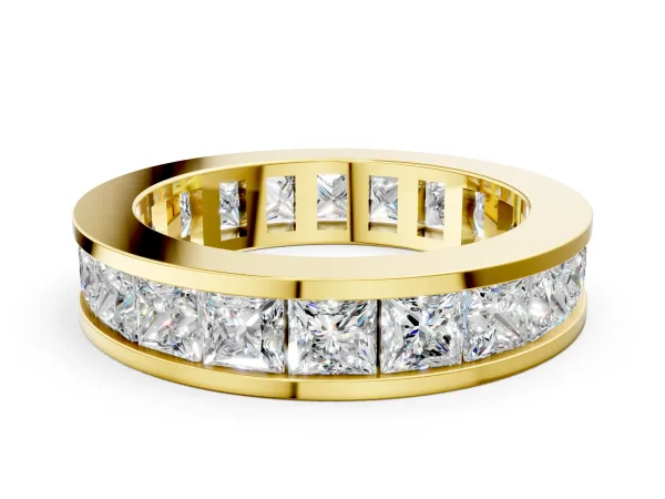 Princess Cut Eternity Band with Channel Set Yellow gold