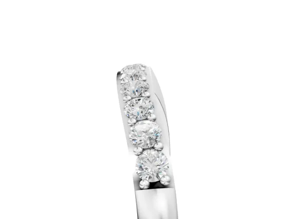 Round Diamond Curved Wedding Band with Channel Setting Platinum