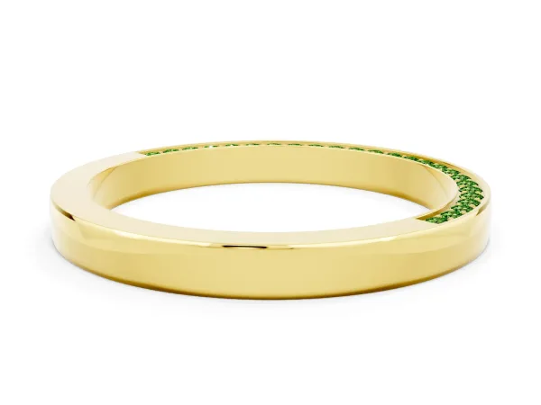 Pavé Round Peridot Channel Set Band Yellow gold