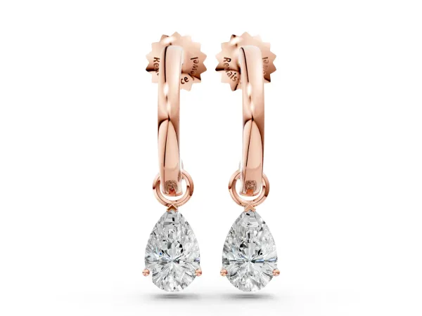 Pear Diamond Drop Earrings with Screw Back Rose gold