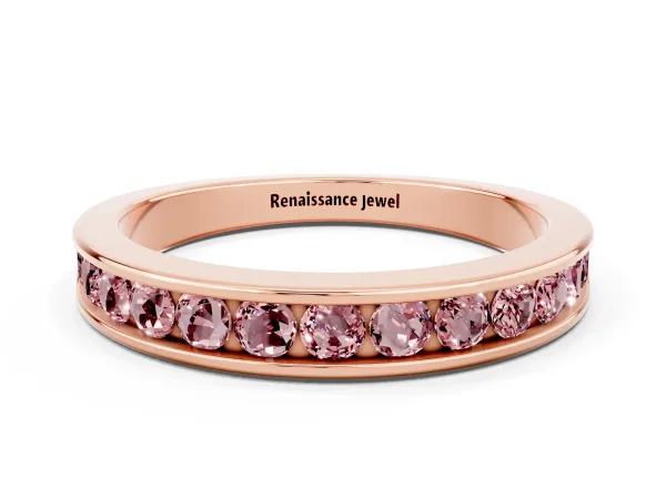 Channel Set Round Morganite Eternity Band Rose gold