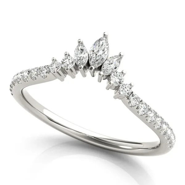Marquise Cluster Diamond Pavé Band with Prong Setting White gold