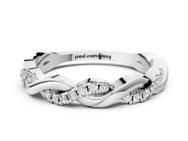 Round Diamond Twist Eternity Band with Pavé Setting Platinum
