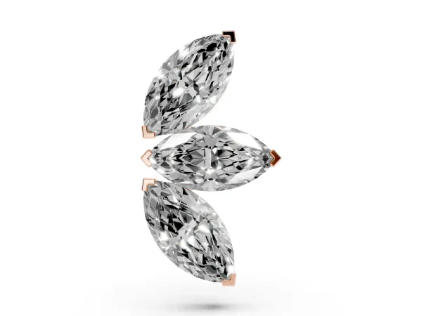 Marquise Diamond Trio Flatback Earring Rose gold