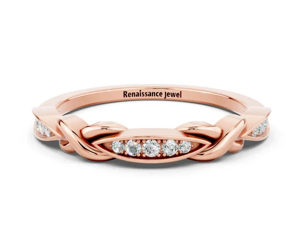 Twisted Marquise Moissanite Pavé Band with Shared Prong Setting Rose gold