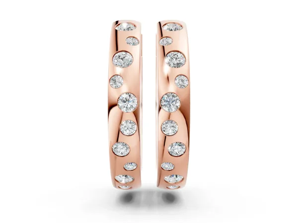 Round Diamond Mosaic Hoop Earrings Rose gold