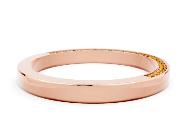 Pavé Round Citrine Channel Set Band Rose gold