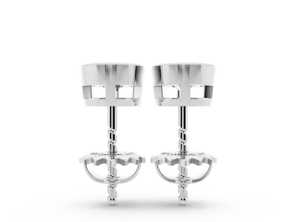 Bezel Set Round Diamond Stud Earrings Silver