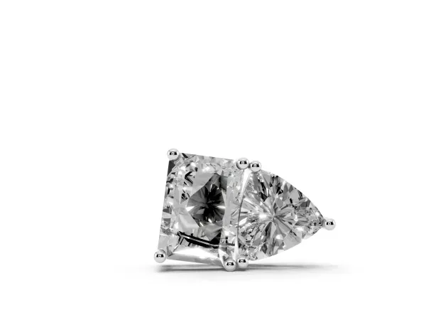 Radiant and Trillion Diamond Two-Stone Pendant with Prong Setting White gold
