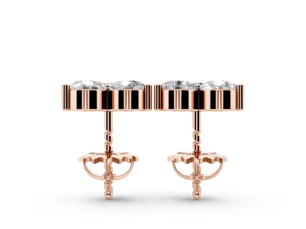 Triangular Cluster Round Diamond Stud Earrings with Prong Setting Rose gold