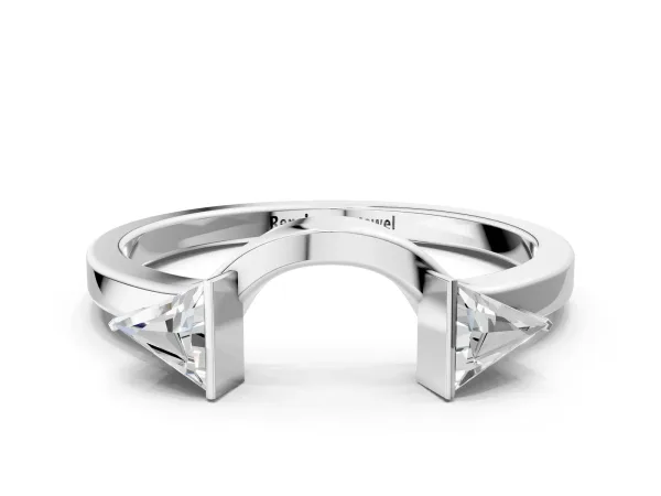 Trillion Diamond Open Band Ring with Bezel Setting Platinum