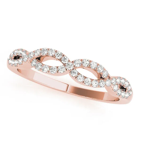 Infinity Twist Diamond Pavé Band with Round Stones and Prong Setting Rose gold