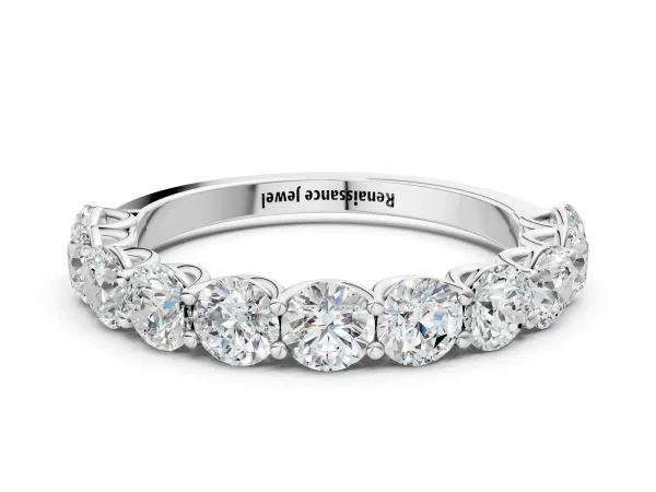 Round Diamond Shared Prong Eternity Band Platinum