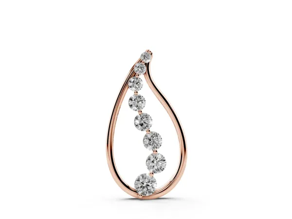 Teardrop Diamond Prong-Set Round Pendant Rose gold